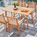 59" Solid Wood Outdoor Dining Table With Umbrella Hole - Natural