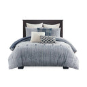 Essence - Oversized Cotton Clipped Jacquard Comforter Set With Euro Shams and Throw Pillows - Light Blue