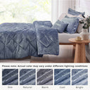 Felicia - Velvet King Comforter Set With Throw Pillow - Blue