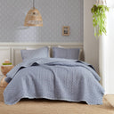 Linwood - Queen 3 Piece Ruffle Printed Quilt Set - Blue - Madison Park - Quilts & Shams - Elite Enclave Home