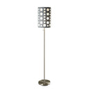 Steel Novelty Floor Lamp With Drum Shade - Silver / Gray And White - HomeRoots - Floor Lamps - Elite Enclave Home