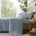 Cooling - Split King Stretch Jersey Sheet Set - Blue - Harbor House - Sheets & Pillowcases - Elite Enclave Home