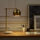 22" Iron Desk Table Lamp With Brass Dome Shade - Brass