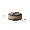 Cotton Round Striped Pouf Cover - Green