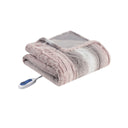 Zuri - Oversized Faux Fur Heated Throw - Blush / Gray - Beautyrest - Heated Throws - Elite Enclave Home
