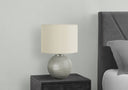 Round Table Lamp With Ivory Drum Shade - Gray - HomeRoots - Table Lamps - Elite Enclave Home