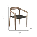 22" Wood Solid Wood Outdoor Dining Chair (Set of 2) - Black And Natural