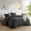 Porter - King Soft Washed Pleated Duvet Cover Set - Black - Comfort Spaces - Duvet Covers & Shams - Elite Enclave Home