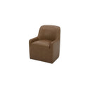 Maisie - Rolling Dining Chair Leather - Tan - Moe's Home Collection - Arm Chairs - Elite Enclave Home