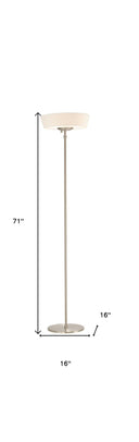 Brushed LED Torchiere Floor Lamp With Empire Shade - Silver White - HomeRoots - Floor Lamps - Elite Enclave Home