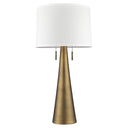 Metal Two Light Table Lamp With White Empire Shade - Brass