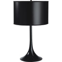 Minimalist Metal Table Lamp With Black Classic Drum Shade - Black