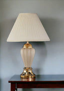 Ceramic Urn Table Lamp With Off-White Empire Shade - Ivory And Gold