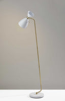 Task Floor Lamp With White Metal Cone Shade - Brass - HomeRoots - Floor Lamps - Elite Enclave Home