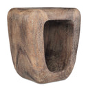 Uttermost Loophole Bleached Wash Accent Stool – Dark Brown – handcrafted suar wood with natural wash finish and open center