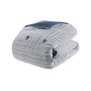 Essence - Oversized Cotton Clipped Jacquard Comforter Set With Euro Shams and Throw Pillows - Light Blue