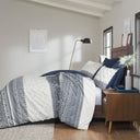 Mila - King 3 Piece Duvet Cover Set With Tufting - Navy