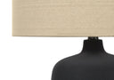 Ceramic Round Table Lamp With Beige Drum Shade - Black - HomeRoots - Table Lamps - Elite Enclave Home