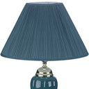 Ceramic Urn Table Lamp With Teal Blue Empire Shade - Teal Blue And Gold