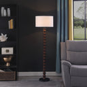 Resin Floor Lamp With White Fabric Drum Shade - Brown / White - HomeRoots - Floor Lamps - Elite Enclave Home
