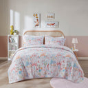 Iris - Full Woodland Animals Reversible Cotton Quilt Set - Blush