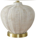 Urn Table Lamp With Ivory Drum Shade - Gold And White - HomeRoots - Table Lamps - Elite Enclave Home