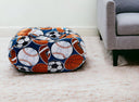 Microfiber Round Sports Pouf Cover - Blue And Orange