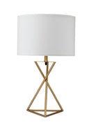 Contemporary Geo Table Lamp With White Shade - Gold