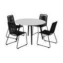 5 Piece Stone Dining Set With Four Chairs - Gray And Black