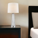 Glass Buffet Lamp With Off-White Empire Shade - Clear