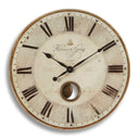 Uttermost Harrison Gray 23" Wall Clock – Beige – weathered laminated face with brass center components and internal pendulum