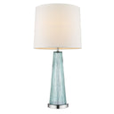 Glass Buffet Lamp With Off-White Empire Shade - Aqua