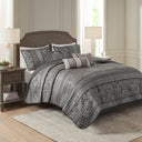 Bellagio - 6 Piece Full/Queen Quilt Set With Throw Pillows - Gray