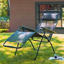 Steel Outdoor Zero Gravity Chair With Blue Cushion - Blue And Gray