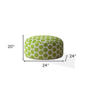 Cotton Round Polka Dots Pouf Ottoman - Green / White