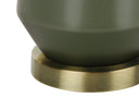 Ceramic Geometric Table Lamp With Ivory Drum Shade - Green - HomeRoots - Table Lamps - Elite Enclave Home