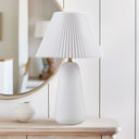 Veluna - Textured Table Lamp With Fluted Fabric Shade - White - INK+IVY - Table Lamps - Elite Enclave Home