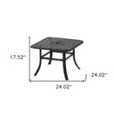 Square Metal Outdoor Bistro Table With Umbrella Hole - Black