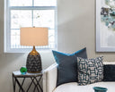 Metal Table Lamp With Brown Drum Shade - Gray
