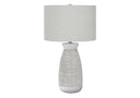 Ceramic Round Table Lamp With Gray Drum Shade - Gray And White - HomeRoots - Table Lamps - Elite Enclave Home