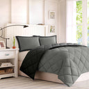 Larkspur - 3M Scotchgard Diamond Quilting Reversible Down Alternative Comforter Set - Black / Gray