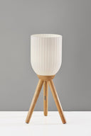 Solid Wood Tripod Table Lamp With White Ribbed Glass Shade - Natural - HomeRoots - Table Lamps - Elite Enclave Home