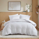 Logan - Full Striped Duvet Set - White