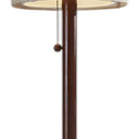 Solid Wood Traditional Shaped Floor Lamp With Drum Shade - Brown / Beige - HomeRoots - Floor Lamps - Elite Enclave Home