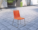 5 Piece Round Stone Dining Set With Four Chairs - Gray And Orange