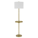 Tray Table Floor Lamp With White Drum Shade - Nickel - HomeRoots - Floor Lamps - Elite Enclave Home