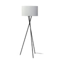 Tripod Floor Lamp With White Fabric Drum Shade - Black - HomeRoots - Floor Lamps - Elite Enclave Home