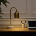 Iron Desk Table Lamp With Brass Bell Shade - Brass