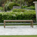 Uttermost Forsyth Outdoor Bench – Dark Gray weathered mahogany bench with natural wood grain