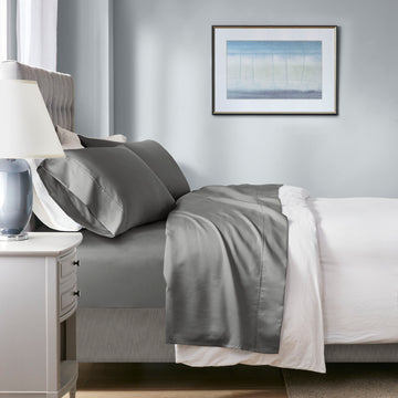 1000 Thread Count - Full HeiQ Smart Temperature Blend 4 Piece Sheet Set - Charcoal